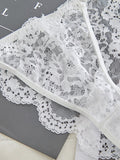 Suspender lace see-through sexy lingerie set