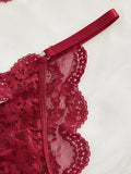 Suspender lace see-through sexy lingerie set