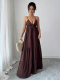 Elegant suspender maxi dress
