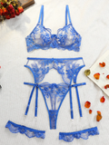 Mesh embroidery hollow flower perspective temptation sexy lingerie fun set