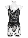 Lace stitching suspenders sexy underwear set