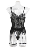 Lace stitching suspenders sexy underwear set