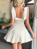 Casual holiday style suspender bow long dress