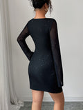 Simple and fashionable shawl long-sleeved mini dress