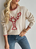 Contrast Animal Print Crewneck Sweater