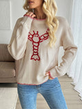 Contrast Animal Print Crewneck Sweater
