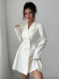 Elegant Button Long Sleeve Short Dress