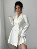 Elegant Button Long Sleeve Short Dress