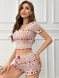 New knitted short-sleeved shorts pajamas home clothes