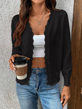New V-neck long-sleeved knitted cardigan solid color jacket
