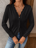 New V-neck long-sleeved knitted cardigan solid color jacket