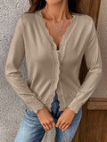 New V-neck long-sleeved knitted cardigan solid color jacket