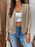 New V-neck long-sleeved knitted cardigan solid color jacket