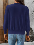 New V-neck long-sleeved knitted cardigan solid color jacket