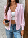 New V-neck long-sleeved knitted cardigan solid color jacket