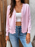 New V-neck long-sleeved knitted cardigan solid color jacket
