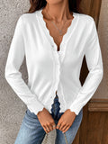 New V-neck long-sleeved knitted cardigan solid color jacket