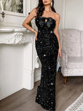 Elegant evening gown strapless sexy long dress
