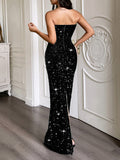 Elegant evening gown strapless sexy long dress