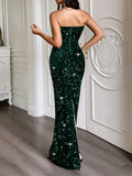 Elegant evening gown strapless sexy long dress