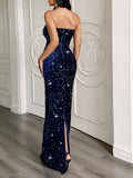 Elegant evening gown strapless sexy long dress