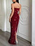 Elegant evening gown strapless sexy long dress