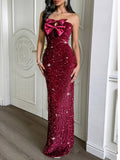 Elegant evening gown strapless sexy long dress