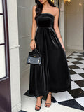 Strapless solid color long dress