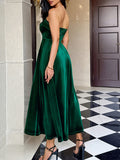 Strapless solid color long dress