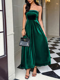 Strapless solid color long dress