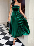 Strapless solid color long dress