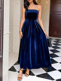 Strapless solid color long dress