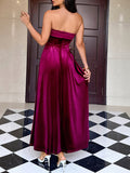 Strapless solid color long dress