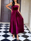 Strapless solid color long dress
