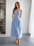 Vacation deep V sleeveless long dress