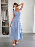 Vacation deep V sleeveless long dress