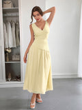 Vacation deep V sleeveless long dress