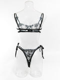 Sexy embroidered string bra date essential fun set