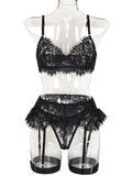 Sexy lace suspenders four-piece set
