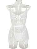 Thin lace see-through nightgown with irregular hem sexy erotic set