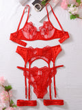 Fashionable embroidery patchwork sexy body-shaping lingerie four-piece set