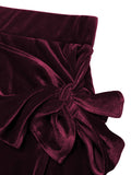 New solid color twisted skirt slit velvet skirt