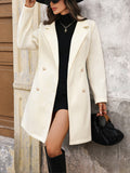 Elegant Chanel style solid color wool coat with pearl buttons