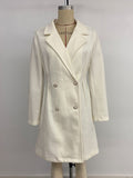 Elegant Chanel style solid color wool coat with pearl buttons