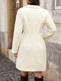 Elegant Chanel style solid color wool coat with pearl buttons