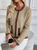 New Retro Contrast Color Knitted Cardigan Sweater Jacket