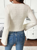 Solid color knitted flared long-sleeved pullover sweater