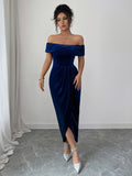 Elegant style strapless solid color dress