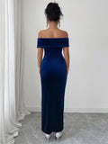 Elegant style strapless solid color dress