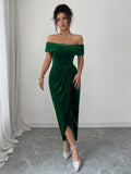 Elegant style strapless solid color dress
